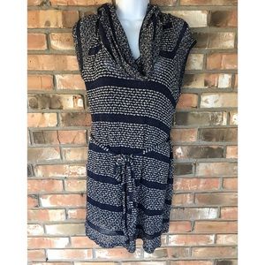 Motherhood Maternity Blue Striped Cowl Neck Short Sleeve Tunic Sweater Top XL